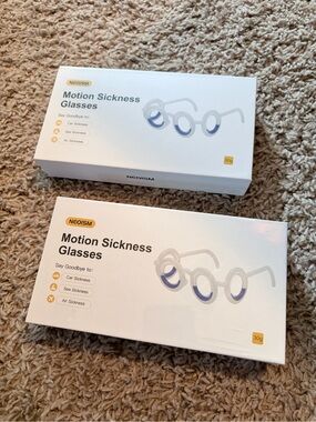 Motion Sickness Glasses - White with Blue Lenses